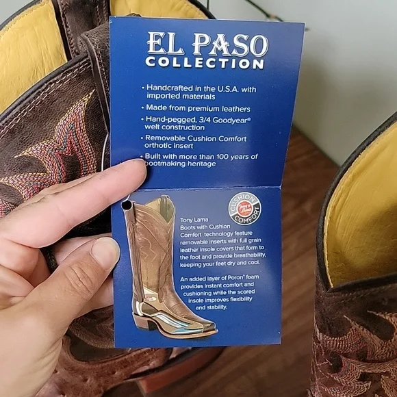 Tony Lama Brown Ostrich Leather Men's Boots - Picture 6 of 7